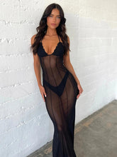 Perspective Mesh Bodycon Long Halter Backless Spring Summer Maxi Dress